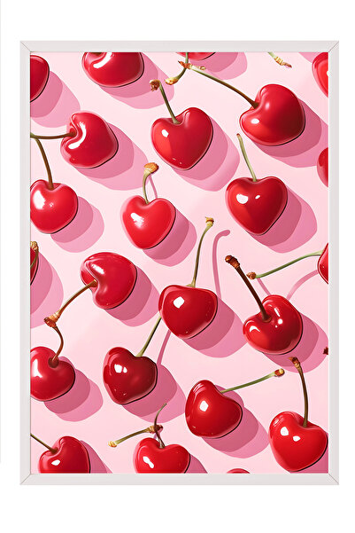 Zestia Tablou înrămat alb, Cireșe roșii strălucitoare – Pop Art, Poster decor...