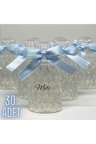 MayaArtDesign Mavi Saten Kurdeleli Mika Şişe Limon Kolonyası (30 ADET) Bebek ...
