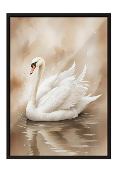 Zestia Картина с черна рамка, елегантен пейзаж от Лебедово езеро - естествено...