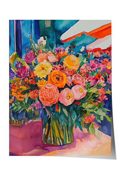 Zestia Poster fără ramă, buchet de flori colorate - Artă vibrantă, Poster pen...