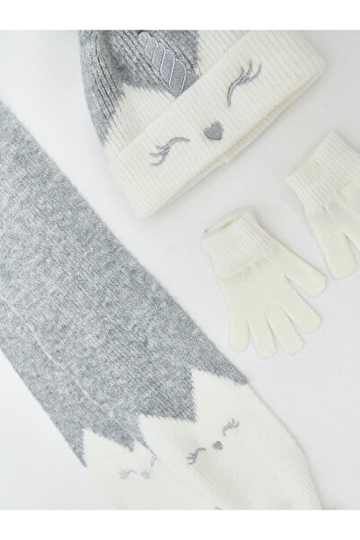 LC Waikiki Ponpon Detaylı Kız Çocuk Atkı Bere ve Eldiven