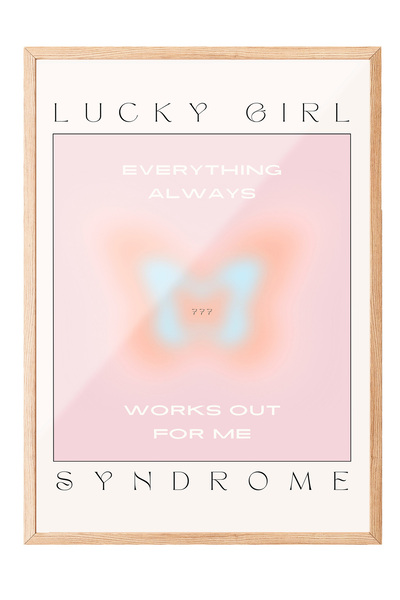 Zestia Tablou cu ramă din lemn, fluture albastru și text – Energie pozitivă, ...