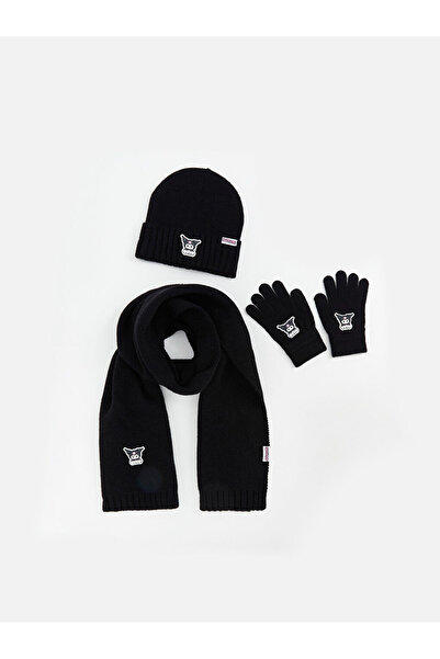 LC Waikiki |   Kuromi Embroidered Girls' Scarf, Beanie and Gloves Set