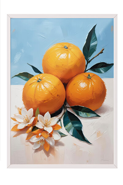 Zestia Tablou înrămat alb, Ramuri de portocale - Inspirat de Marea Mediterană...