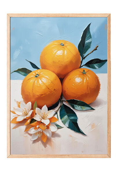 Zestia Tablou cu ramă din lemn, Ramuri de portocale - Inspirat de Marea Medit...