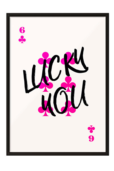 Zestia Tablou înrămat negru, Lucky You – Artă pop tipografică, Poster decorat...