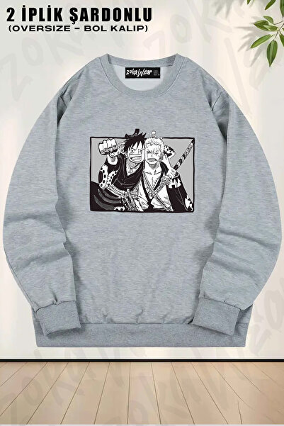 ZOKAWEAR Φούτερ Unisex Loose Fit One Piece Luffy And Zoro Anime Character με ...