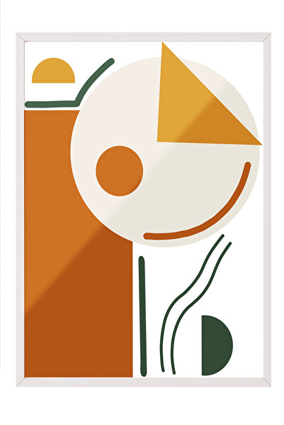 Zestia Tablou cu ramă albă, blocuri de culori și forme, poster decorativ pent...