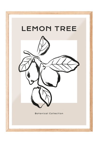 Zestia Εικόνα με ξύλινο πλαίσιο, Κλαδί λεμονιάς – Βοτανικό σχέδιο, Διακοσμητι...