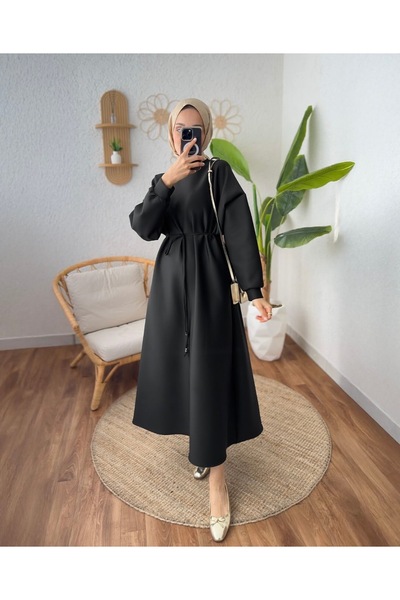 Butik Scuba Kumaş Kuşaklı Basic Elbise