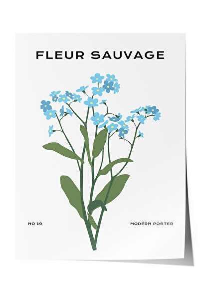 Zestia Αφίσα χωρίς πλαίσιο, Μπλε Κλαδιά Λουλουδιών – Μίνιμαλ Βοτανική, Αφίσα ...