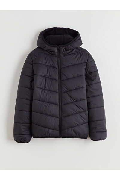 LC Waikiki Palton puf negru pentru băiat cu glugă