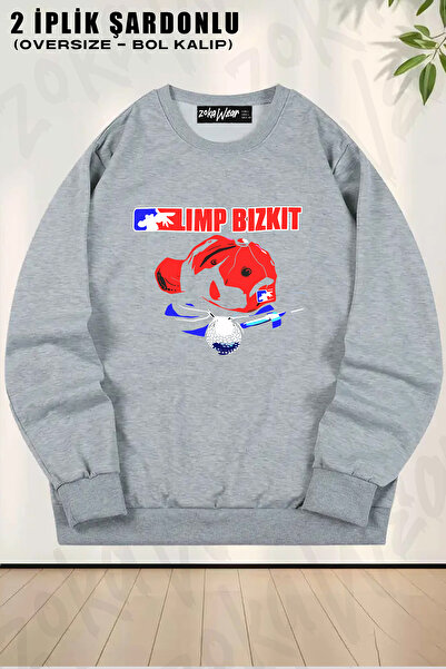 ZOKAWEAR Φούτερ Unisex Loose Fit Limp Bizkit με τύπωμα Design oversized με λαιμόκοψη