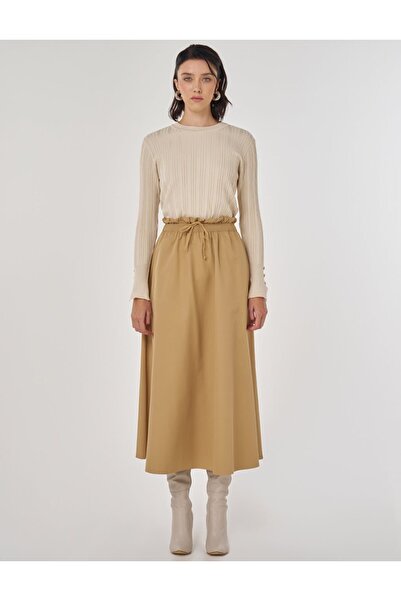 KYR Cotton A-Line Skirt Beige