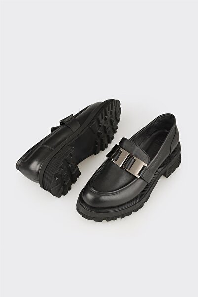 Elle Shoes Siyah Deri Kadın Günlük Ayakkabı