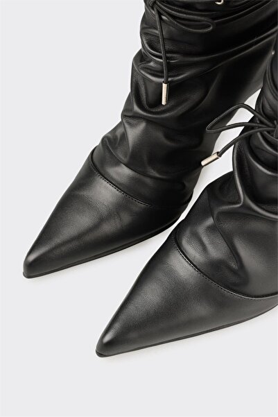 Elle Shoes Siyah Deri Kadın Klasik Bot