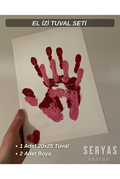El İzi Tuval ve Boya El Baskısı Sevgiliye Hediye Çiftlere Özel Sevgililer Günü Hediyesi