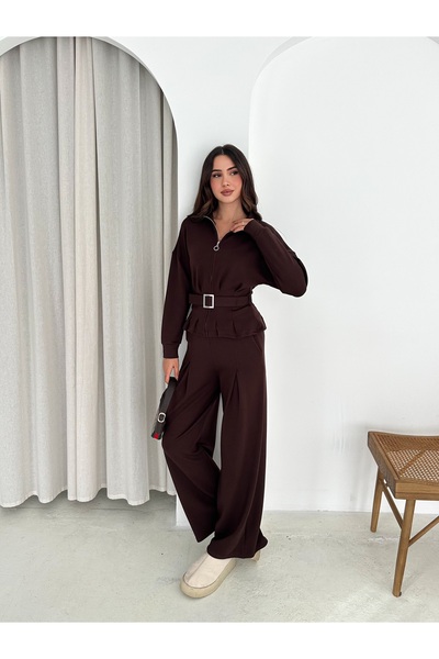 winmoda MODAL KUMAŞ KEMERLİ CEKET VE BAGGY ALT EŞOFMAN - MODAL EŞOFMAN TAKIMI KEMERLİ