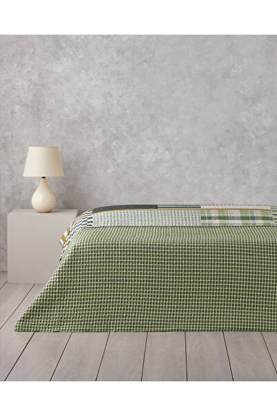 English Home Strada Grid Tek Kişilik Çok Amaçlı Örtü 160x220 cm Yeşil