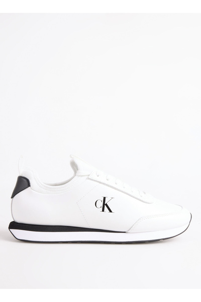 Calvin Klein Beyaz - Siyah Erkek Sneaker RETRO RUNNER SOCK LACEUP LTH