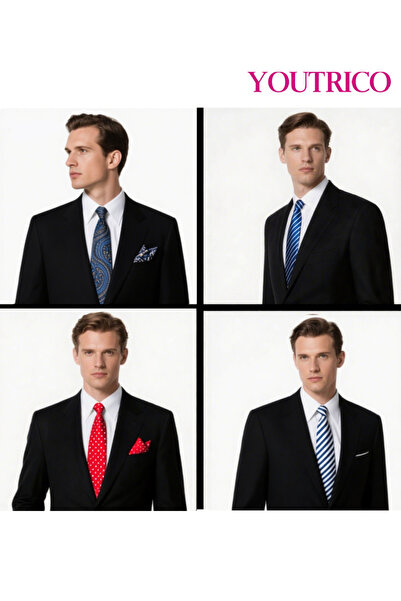 Youtrico 2PCS Tie and Handkerchief Set-Artisanal Business Handmade Formal Hanky Suit