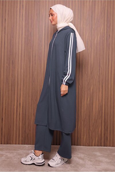 TRENDTESETTÜR Women's Gray (Anthracite) Ka Hooded Antholone Set t 0835