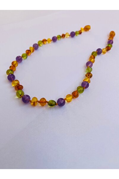 NİSSBEBE Certified Original Drop Amber Baby Kids Necklace and Adult Turquoise Bracelet