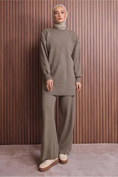 TRENDTESETTÜR Women's Mink Pants and Knitwear Set t 7607