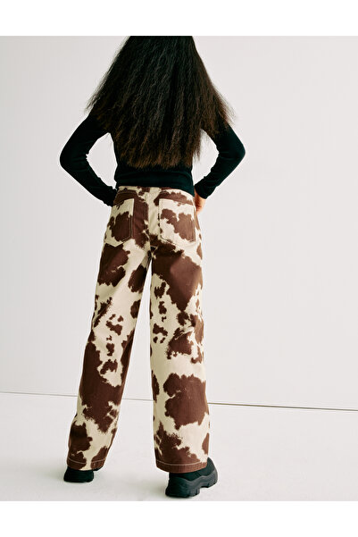 Marks & Spencer Saf Pamuk Geniş Paça Desenli Kot Pantolon (6-16 Yaş)