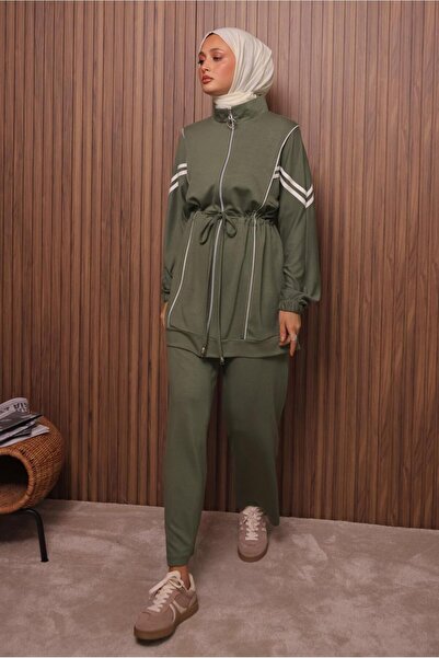TRENDTESETTÜR Women's Khaki Belted Pants Suit t 0035
