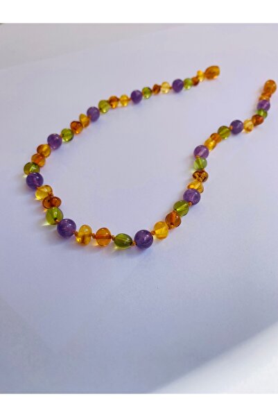 NİSSBEBE Certified Original Drop Amber Baby Kids Necklace and Adult Turquoise Bracelet