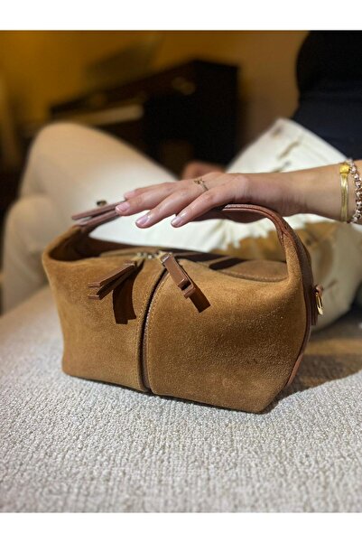 shop Gerçek Süet Deri Uzun Askılı Kadın Omuz & El Çantası – Kahverengi | Günl...