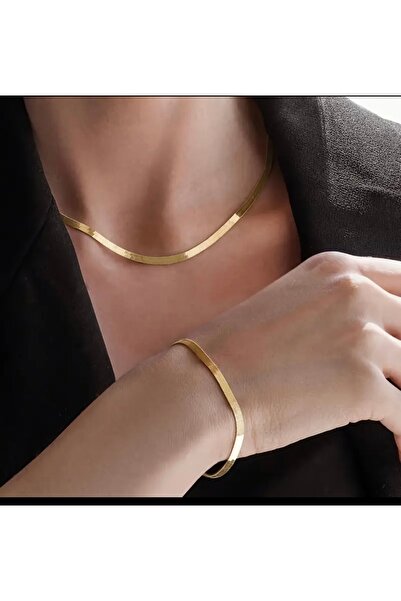 MODAMİRA AKSESUAR İtalyan Zincir Çelik Kolye ve Bileklik Seti