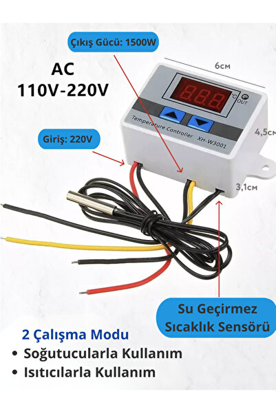 RoboPazar XH-W3001 220V AC Dijital Termostat 1500W (2 adet)
