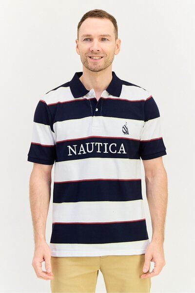 Nautica Men Regular Fit Embroidered Logo Short Sleeve Polo Shirt, Multicolor