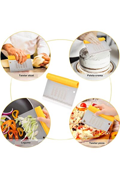 Flippy Dough Cutter 15x10.5 cm Flippy, 2 In 1, Stainless Steel Blade, ABS Handle, Plastic Paddle, Yellow