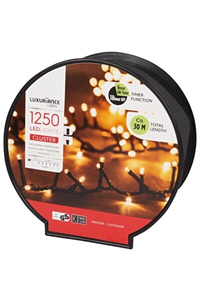 Home LED Christmas Lights, 1250 LEDs, 30m, Warm White, 8 Modes, Timer, IP44