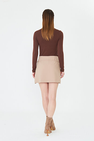 LA PANTE Metal Tokalı ,Kuşaklı ,Yandan Fermuarlı Şort Etek