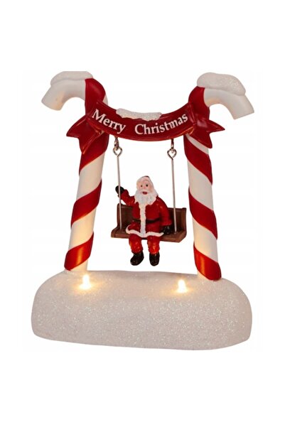 OEM Χριστουγεννιάτικο Χωριό - Άγιος Βασίλης σε Κούνια με Γλειφιτζούρια LED