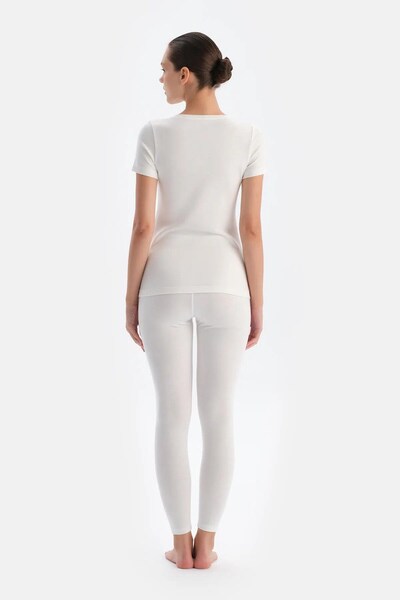 Dagi Ecru Women's Thermal Short Sleeve Top 500