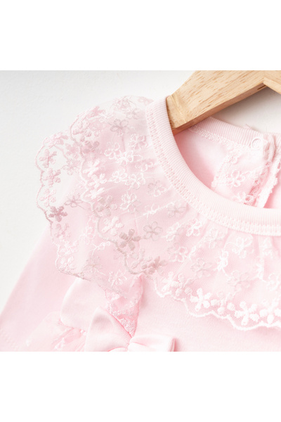 Miniday Baby Kız Bebek Mevlütlük Elbise Dantelli Bandanalı