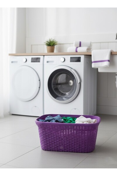 Saban Mor, Hasır Desenli Plastik Çamaşır Selesi - 25x35x53cm