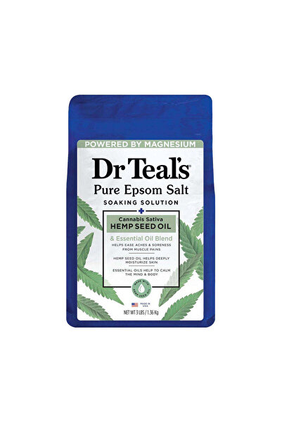 Dr Teals محلول نقع ملح إبسوم النقي من دكتور تيلز، نبات القنب ساتيفا، 1.36 كجم