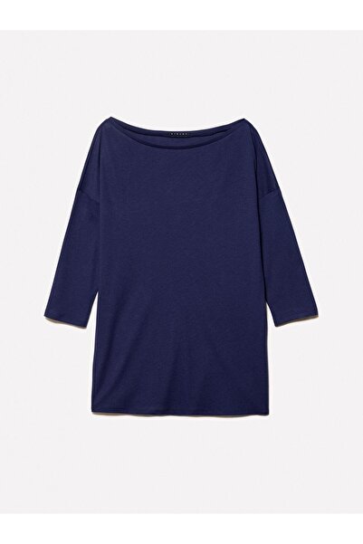 Sisley Γυναικείο μπλουζάκι Modal Blended Boat Neck Regular Fit ΜΠΛΟΥΖΑ ΣΚΟΥΡΟ ΜΠΛΕ - 325P3QU4L12EE