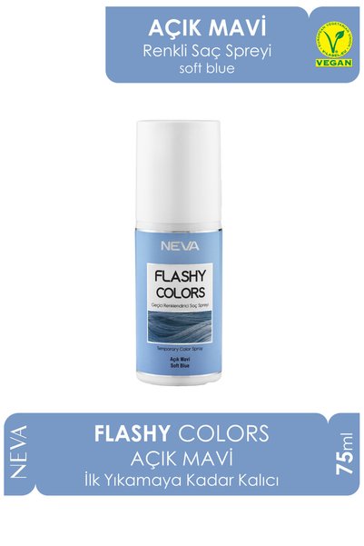 Neva Flashy Colors Geçici Renkli Saç Spreyi Açık Mavi 75 ml