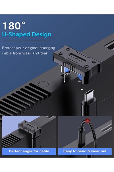 SWIUKPHE محول USB-C على شكل حرف U بزاوية 180 درجة من ذكر إلى أنثى، 240 واط PD...