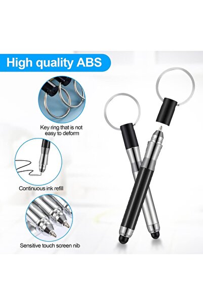 NALACAL Small Stylus Keychain Pen - 4-Pack Capacitive Touchscreen & Ballpoint (Keyring)