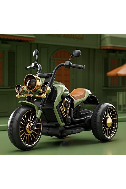 Flippy Electric Tricycle for Kids, 6V, Bluetooth, Lights & Sound, Anti-Tip, Green/Black