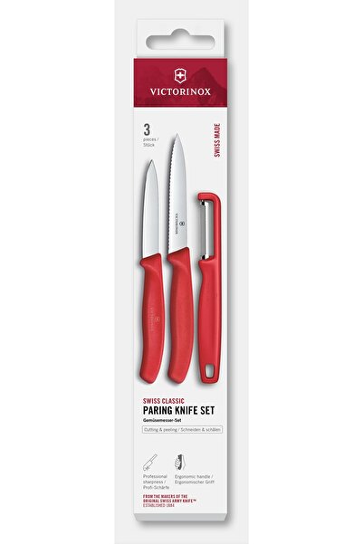 Victorinox Set Pentru Decojit 6.7111.33C1, 2 Cutite si Curatator, Chilli Red