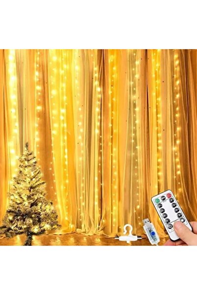 Avatto Christmas curtain lights, 3 m x 3 m, 300 LEDs, 8 modes, adjustable brightness, USB